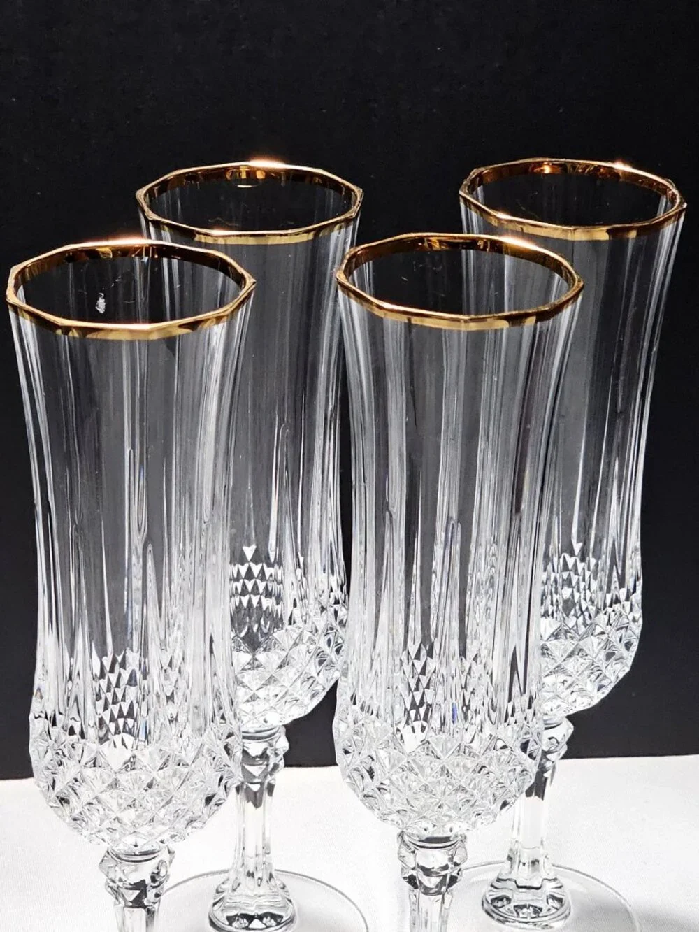 4 Cristal D'Arques Longchamp Champagne Flutes Glasses 8